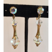 Art Deco Chandelier Earrings with Faceted Crystal Dangles