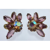 Large Vintage Juliana Purple Rhinestone Earrings