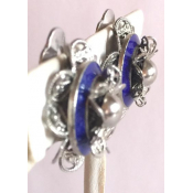 Flower Earrings with Cobalt Blue Base