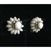 Vintage Art Deco Milkglass West Germany Flower Earrings