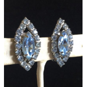 Vintage Blue Art Deco Rhinestone Earrings