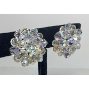 Vintage Clear Faceted Crystal Glass Art Deco Earrings