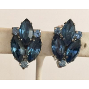 Deep Blue Vintage Flower Earrings