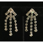 Diamond Top Art Deco Dangle Rhinestone Earrings