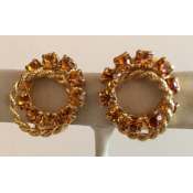 Vintage Golden Rhinestone Earrings with Braid Twist
