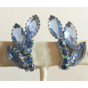 Light Blue Unfoiled Art Deco Flower Earrings