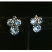 Vintage Petite Blue 4 Stone Art Deco Earrings
