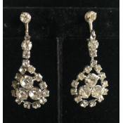 Vintage Art Deco Clear Rhinestone Chandelier Earrings, Swag Drop