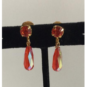 Vintage Faceted Orange Glass Dangle Earrings