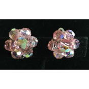 Vintage Pink Faceted Glass Crystal Earrings